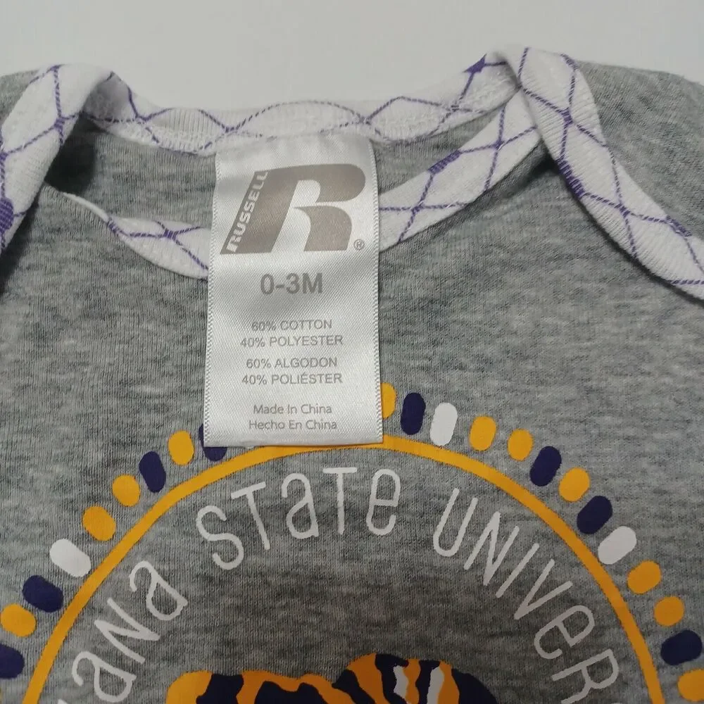 Louisiana State University Girls 0-3 Month Bodysuit Purple Yellow White Grey‎